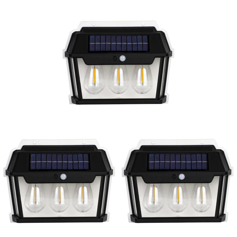 Set 4 x Lampa solara 3 becuri LED, Senzor de miscare si lumina