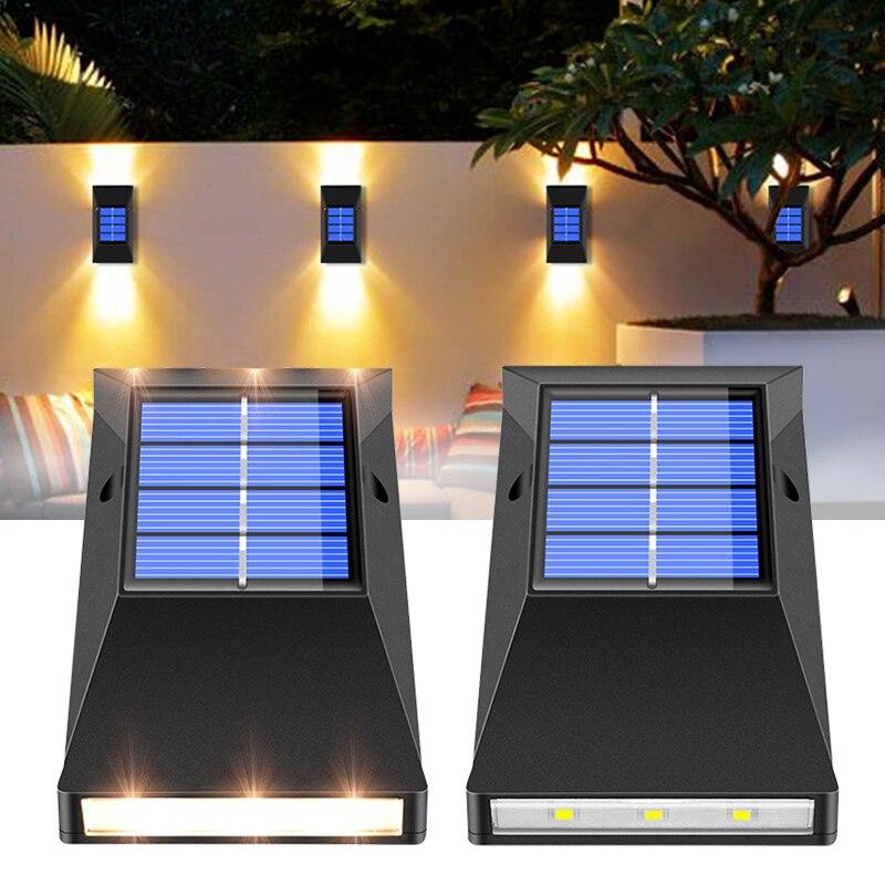 Set 4 x lampa solara 6 LED, Senzor, lumina calda