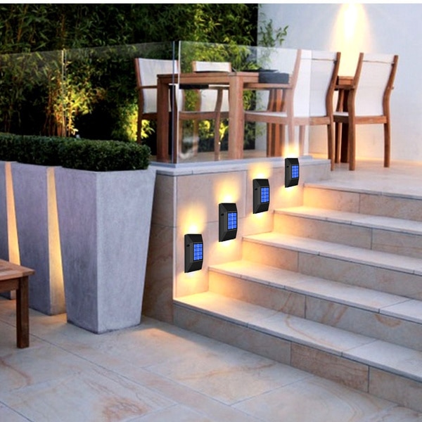 Set 4 x lampa solara 6 LED, Senzor, lumina calda