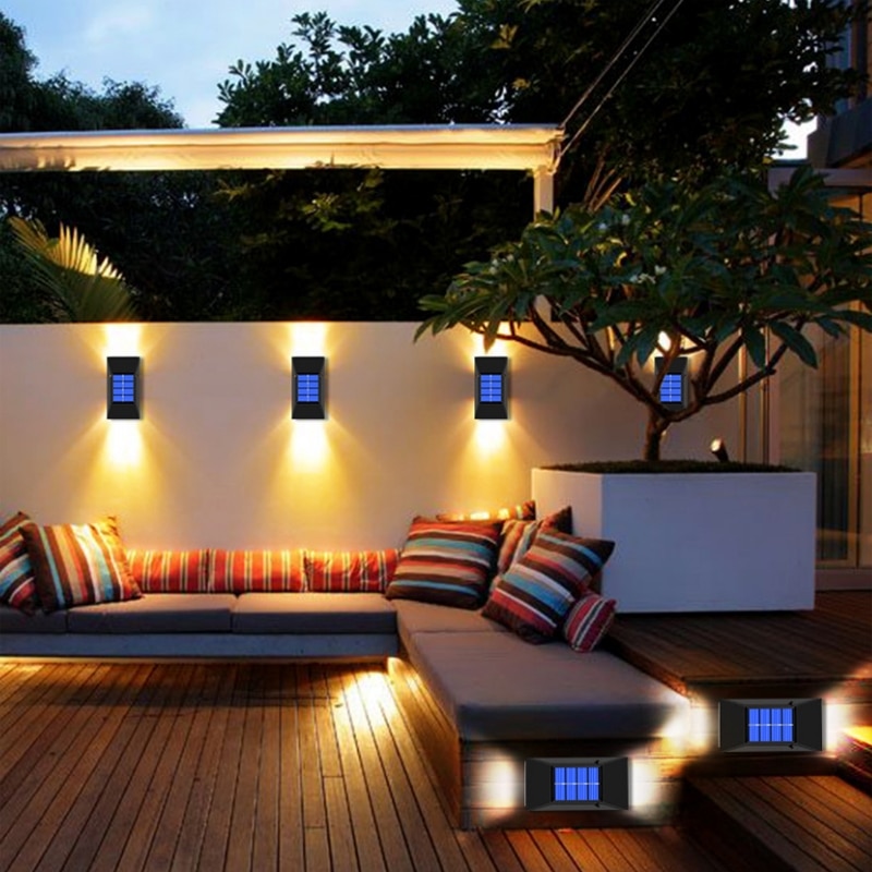 Set 4 x lampa solara 6 LED, Senzor, lumina calda