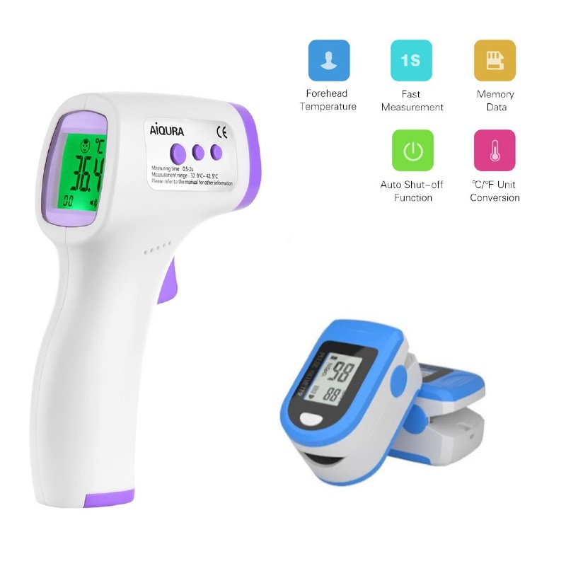 Termometru frontal noncontact + Aparat Pulsoximetru