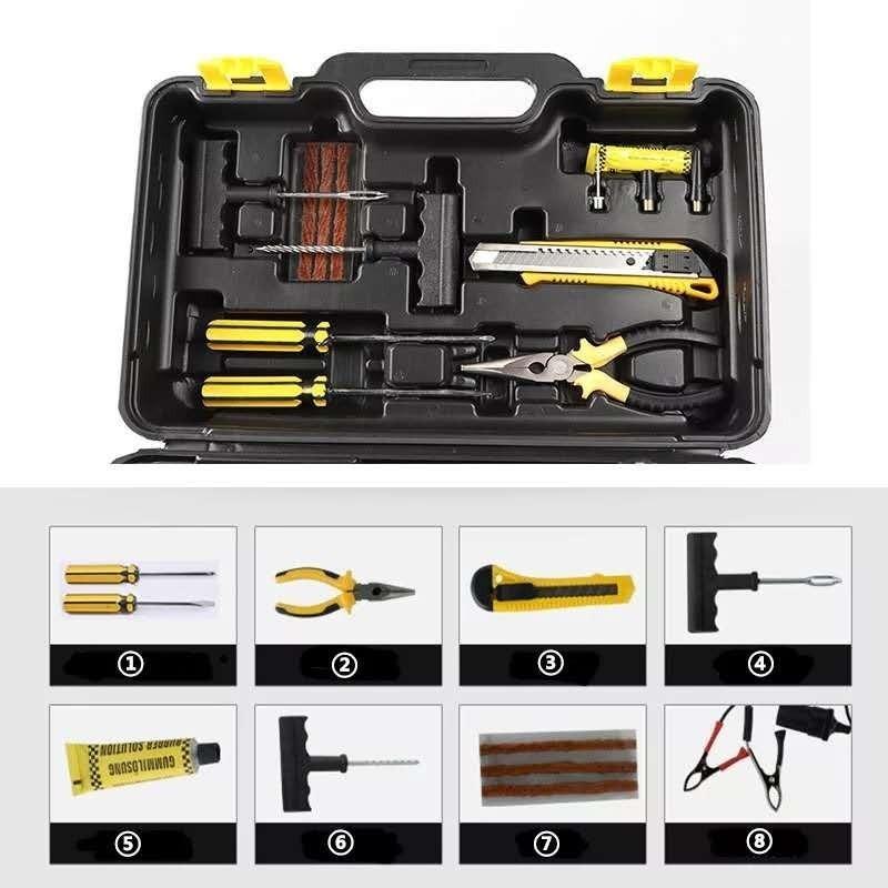 Kit pentru pana, compresor 12V, 7 accesorii si 2 cilindri