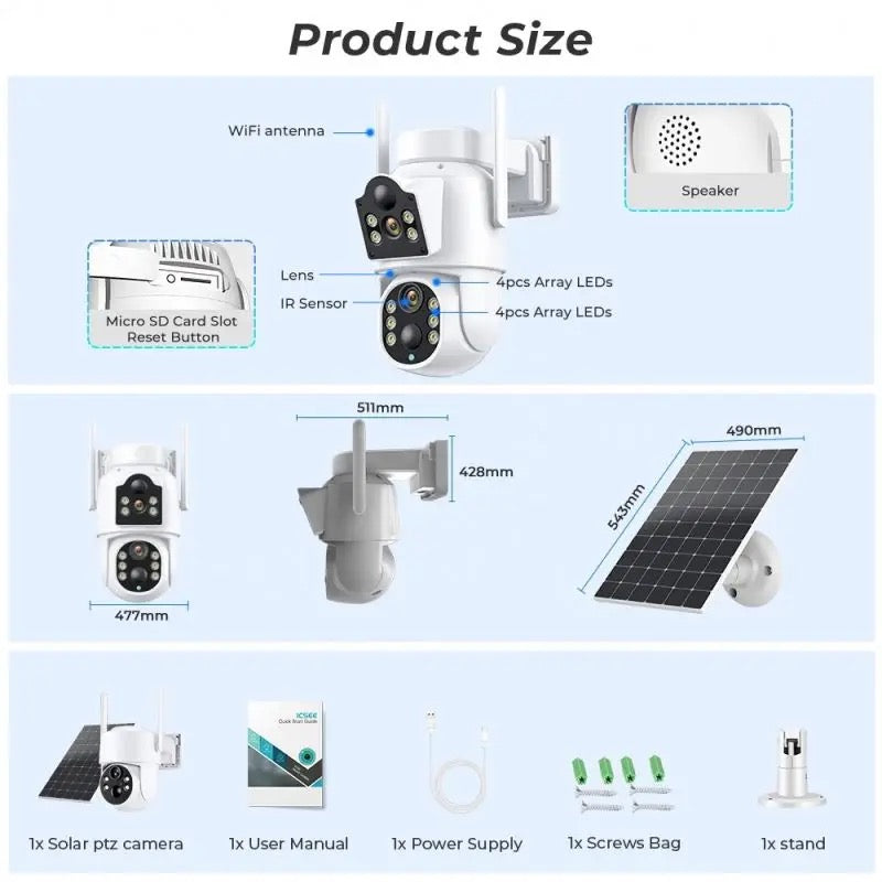 Camera video rotativa solara Wi-Fi, Jortan 8699 + Card 32 GB