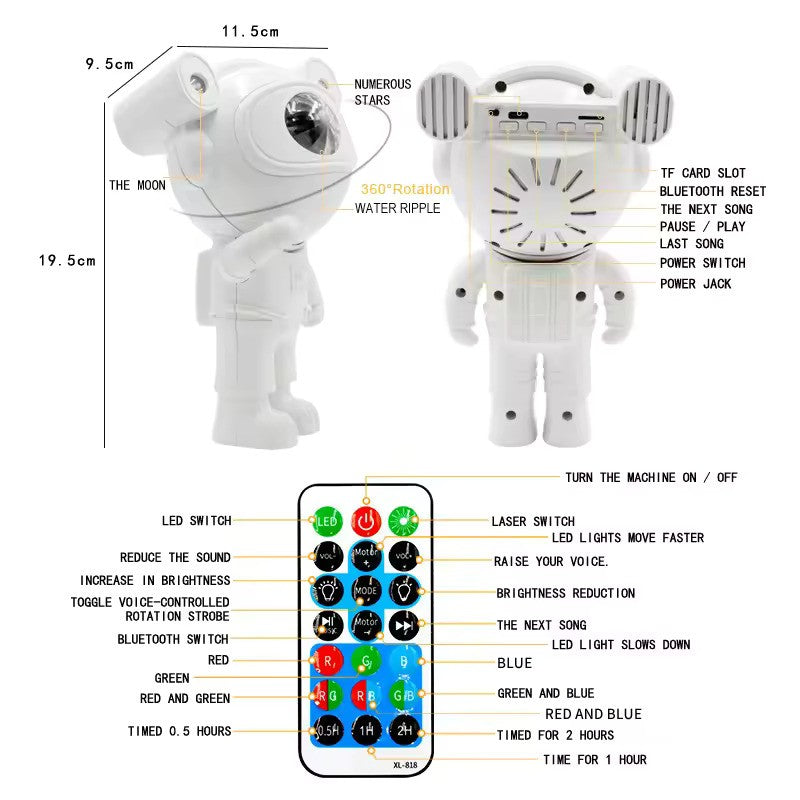 Proiector cu sunete si lumini, Bluetooth, Astronaut