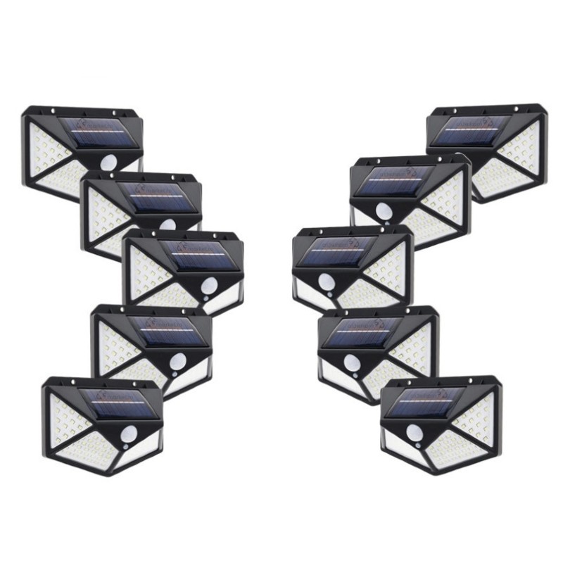 Set 5 x Lampa 100 LED cu panou solar, senzor de miscare