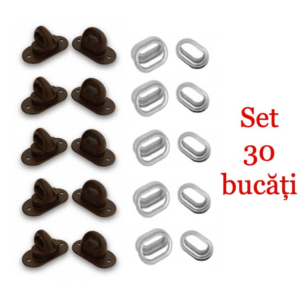 Kit montare folie terase: 30 bride rotative si 30 capse metalice