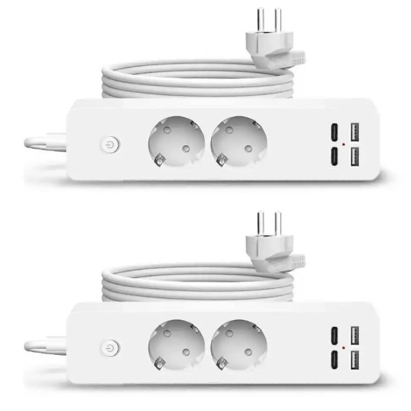 Set 2 x Prelungitor 2 prize, 2 USB, 2 USB-C, Jortan