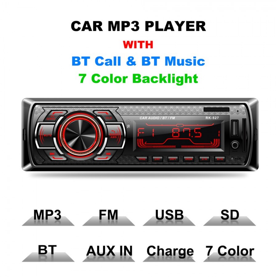 Radio MP3 auto, Bluetooth, Auxiliar, Card Reader, USB, Telecomanda