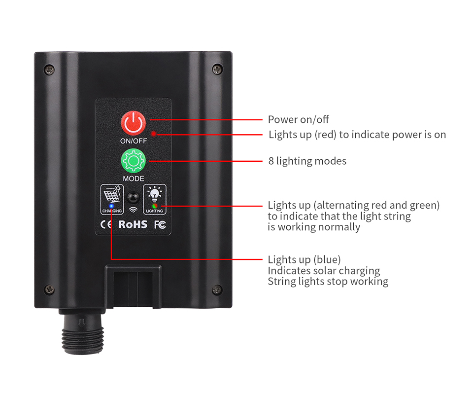 Instalatie solara 1000 LED, 100 M, Multicolor