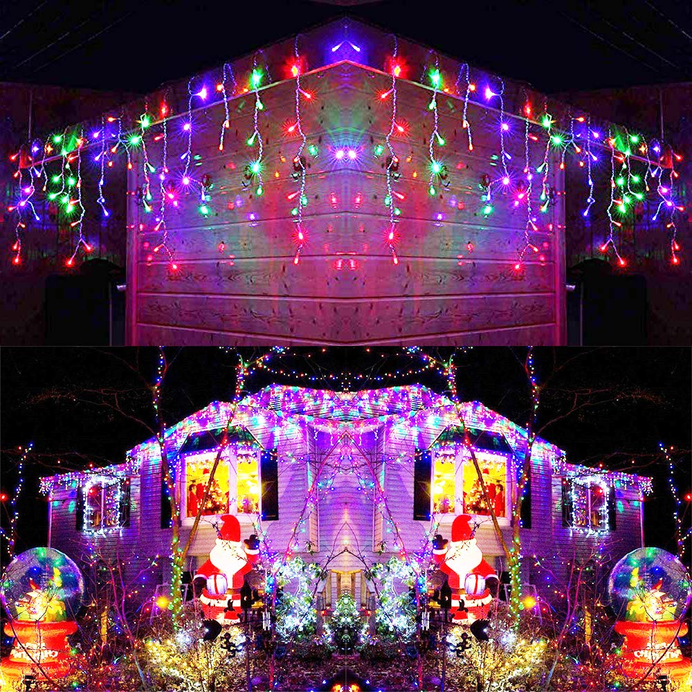 Set 2 x Instalatie LED pentru Craciun - franjuri, 12 metri, Multicolor
