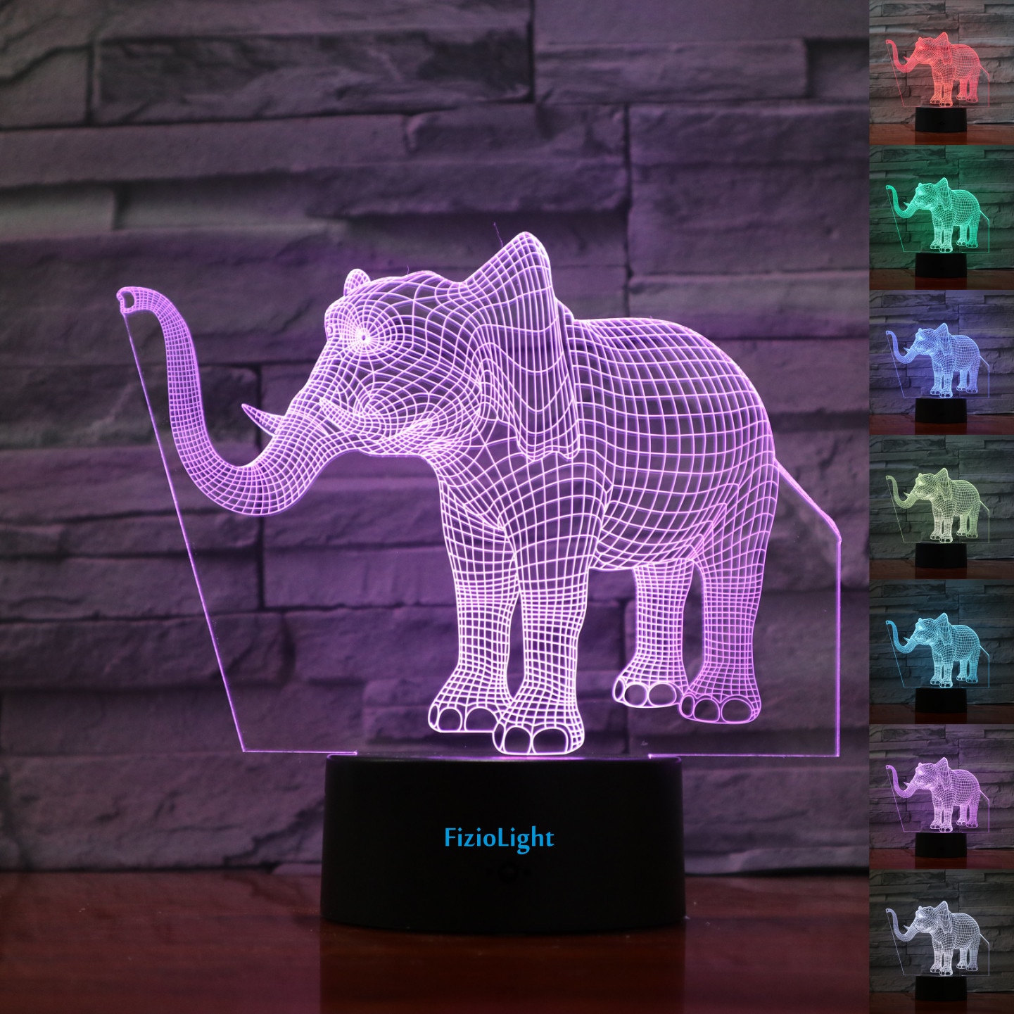 Lampa de veghe 3D, LED 7 culori, lumina ambientala - Elefant