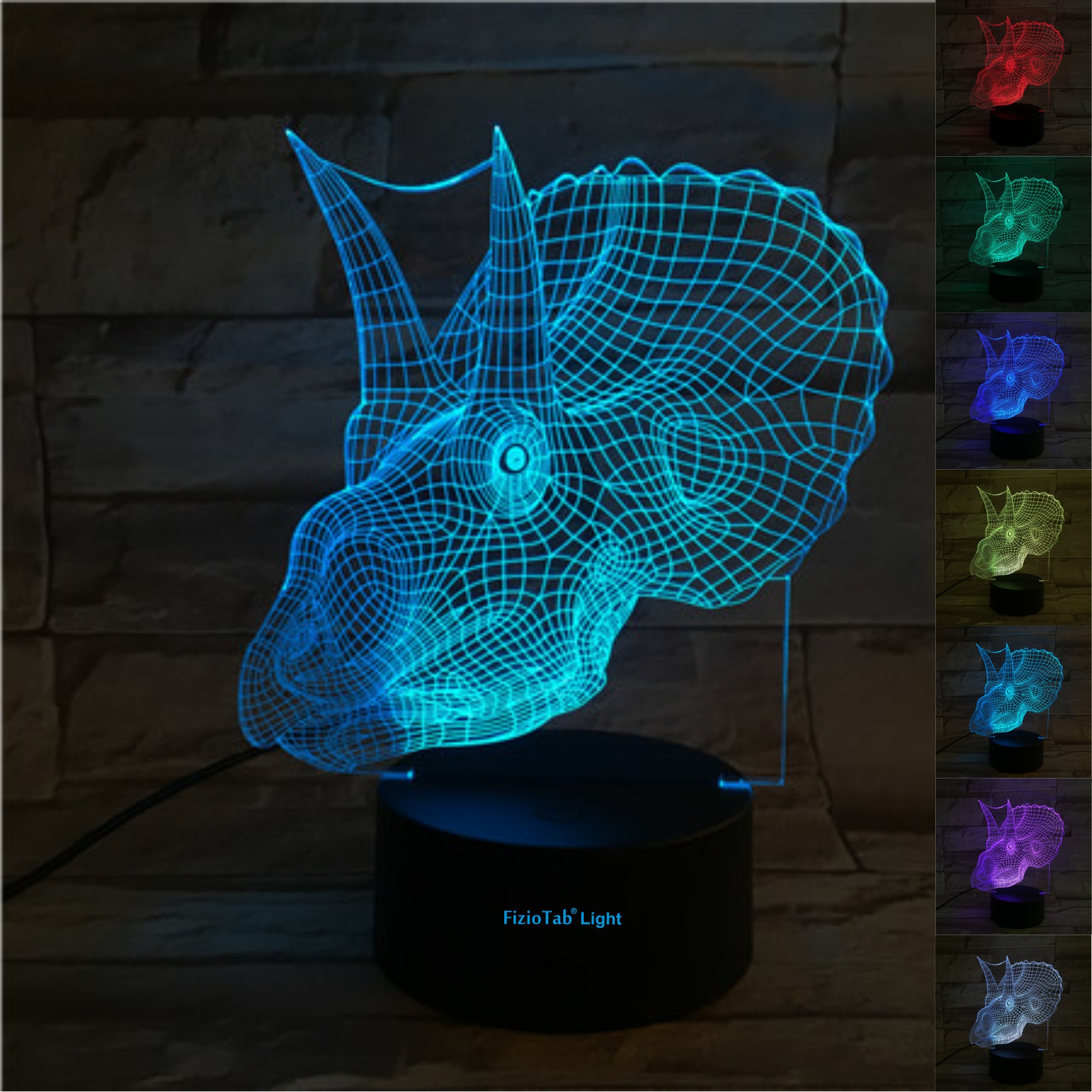 Lampa de veghe 3D, LED 7 culori, lumina ambientala - Centrosaurus