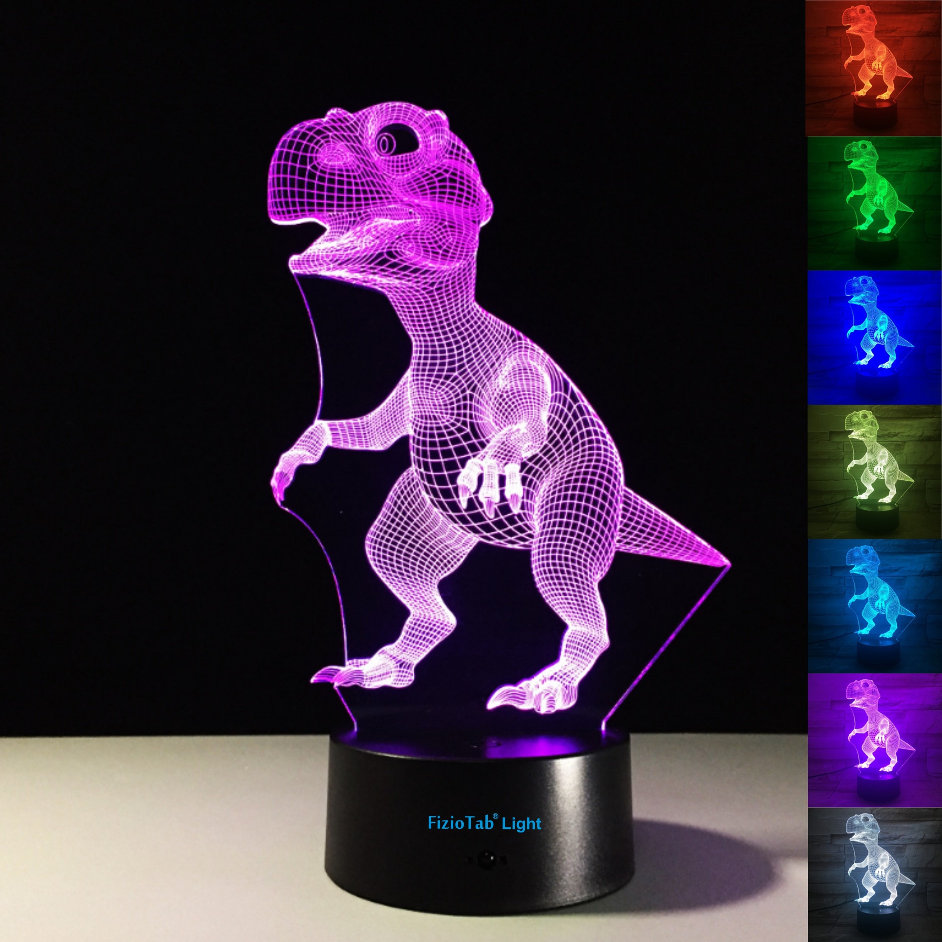 Lampa de veghe 3D, LED 7 culori, lumina ambientala - Dinozaur