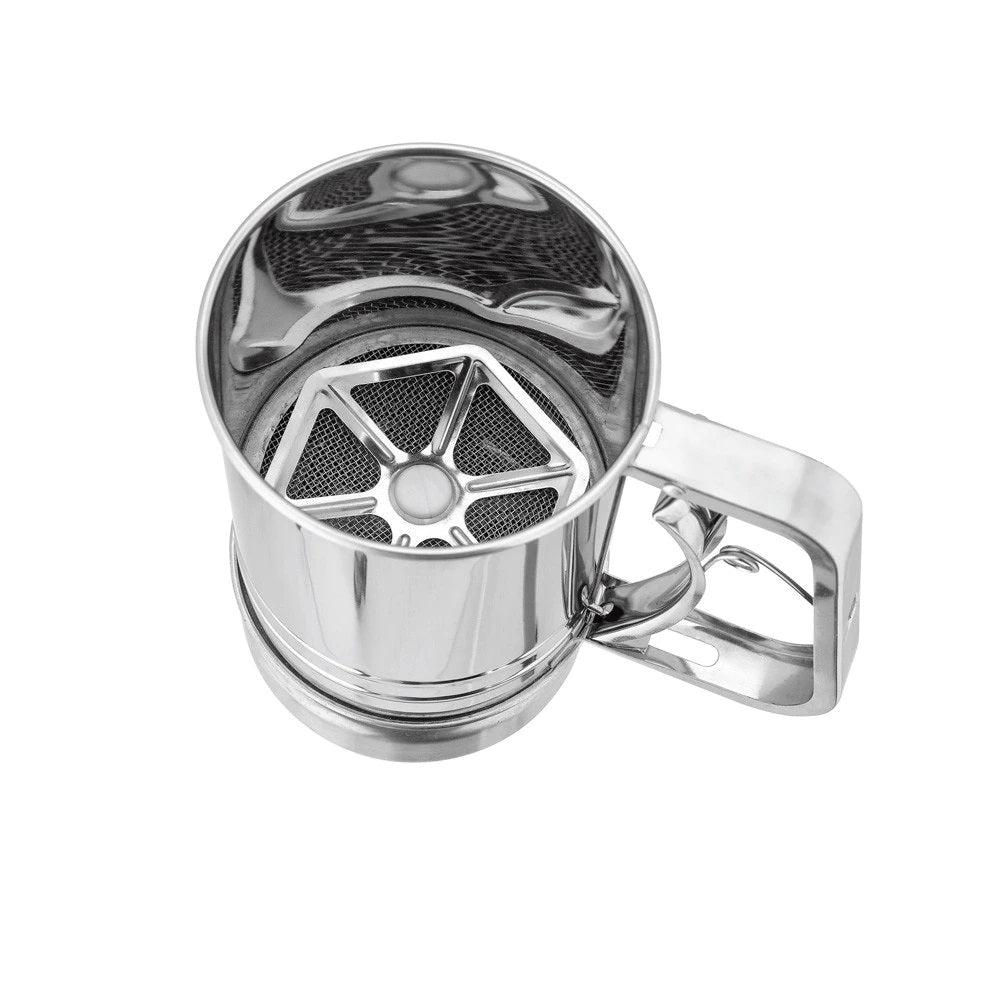 Cana din inox cu sita pentru cernut faina sau zahar