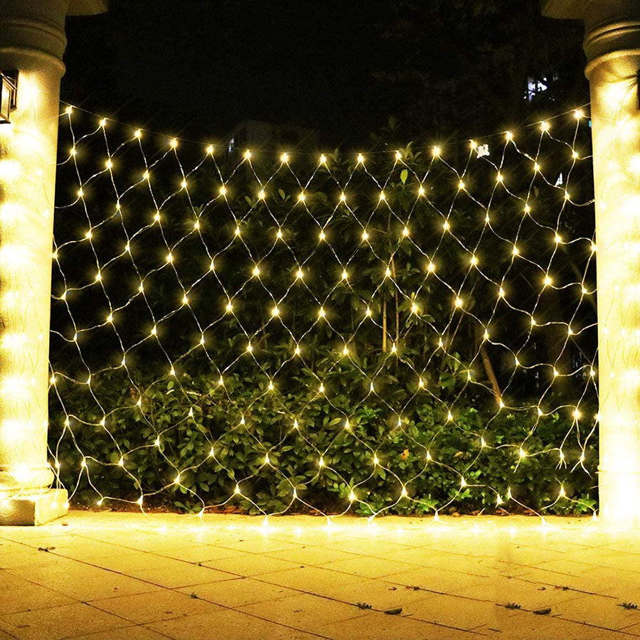 Instalatie tip plasa, 3x3 Metri, lumini LED pentru exterior, Alb cald