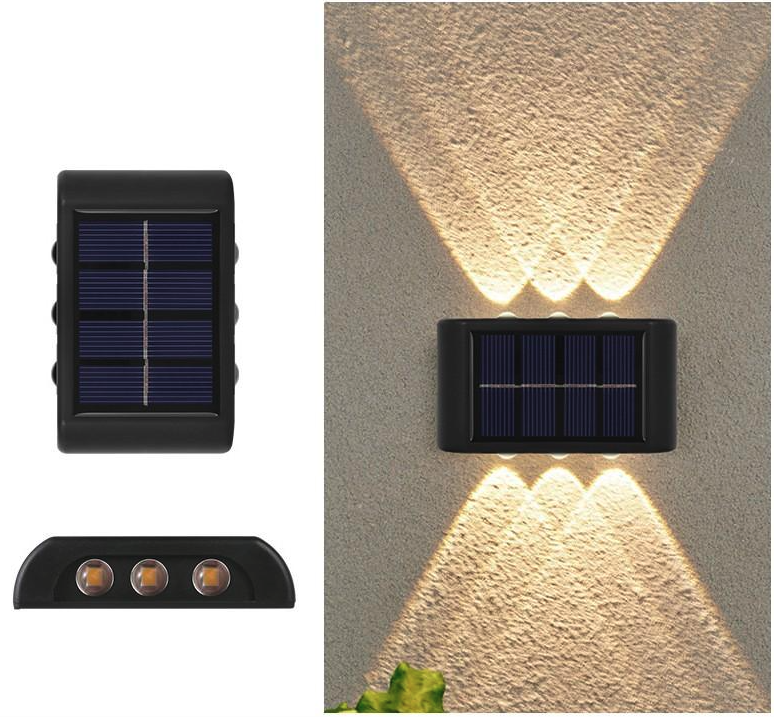 Lampa solara de perete 6 LED, lumina bidirectionala