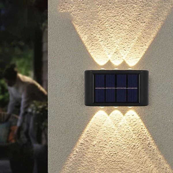Lampa solara de perete 6 LED, lumina bidirectionala