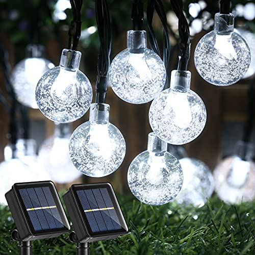 Set 2 x Instalatie solara LED 30 globulete, Alb rece