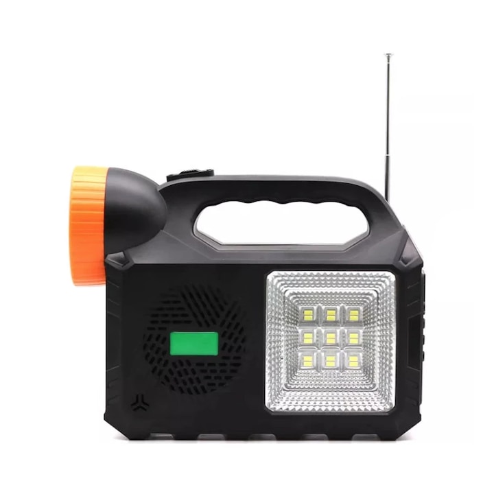 Kit solar iluminare cu 3 becuri, boxa Bluetooth, Radio, 80 W