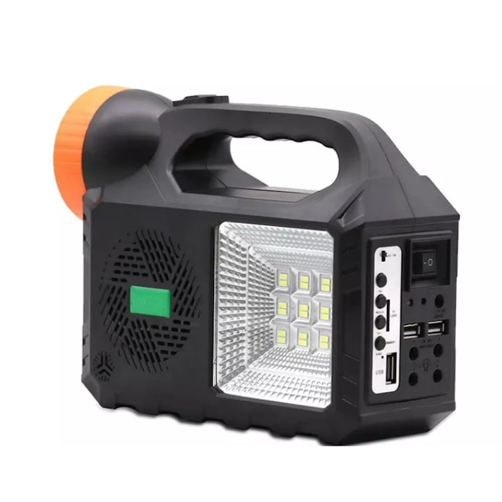 Kit solar iluminare cu 3 becuri, boxa Bluetooth, Radio, 80 W