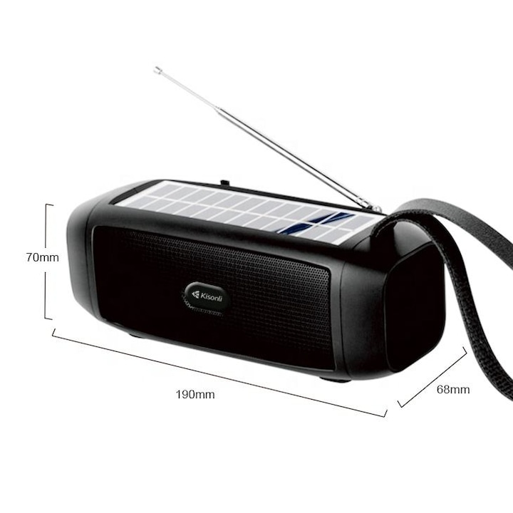 Boxa solara Wireless cu lanterna, USB, AUX, card microSD