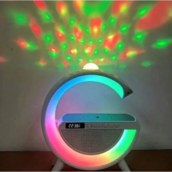 Statie de incarcare Wireless, Lampa RGB, Boxa Bluetooth, Ceas Digital