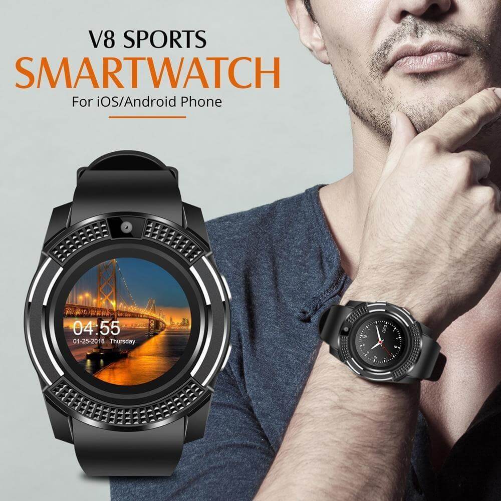 Ceas Smartwatch V8, Functie de apelare, SMS, Camera, Android