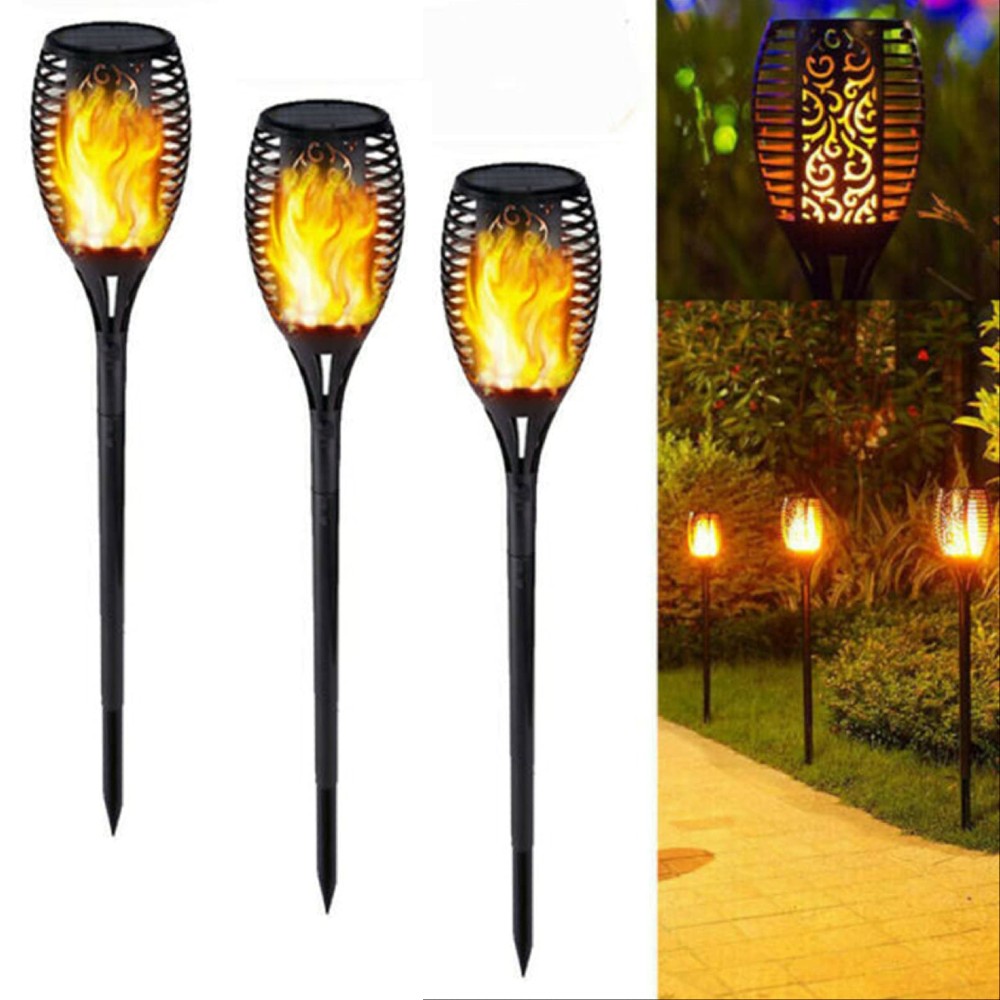 Set 4 x Lampa solara cu efect flacara, 51.5 cm