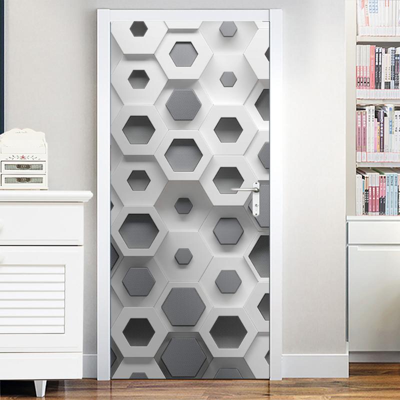 Set 2 x Autocolant decorativ pentru usa - 77 x 220 cm, Grey Comb