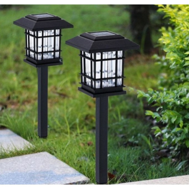 Set 6 x lampa solara felinar LED 40 cm, Alb cald