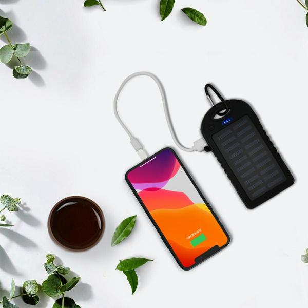 Baterie externa solara 20.000 mAh, USB, Indicator LED, Rezistenta la apa