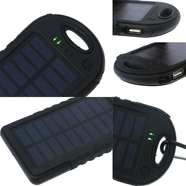 Baterie externa solara 20.000 mAh, USB, Indicator LED, Rezistenta la apa