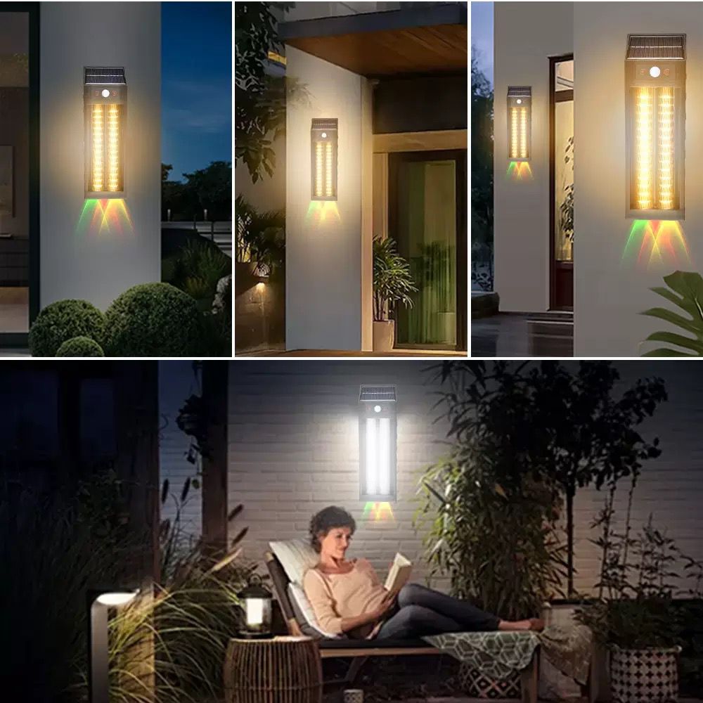 Set 2 x Lampa solara LED 33 cm, senzor miscare, 3 moduri de lumina