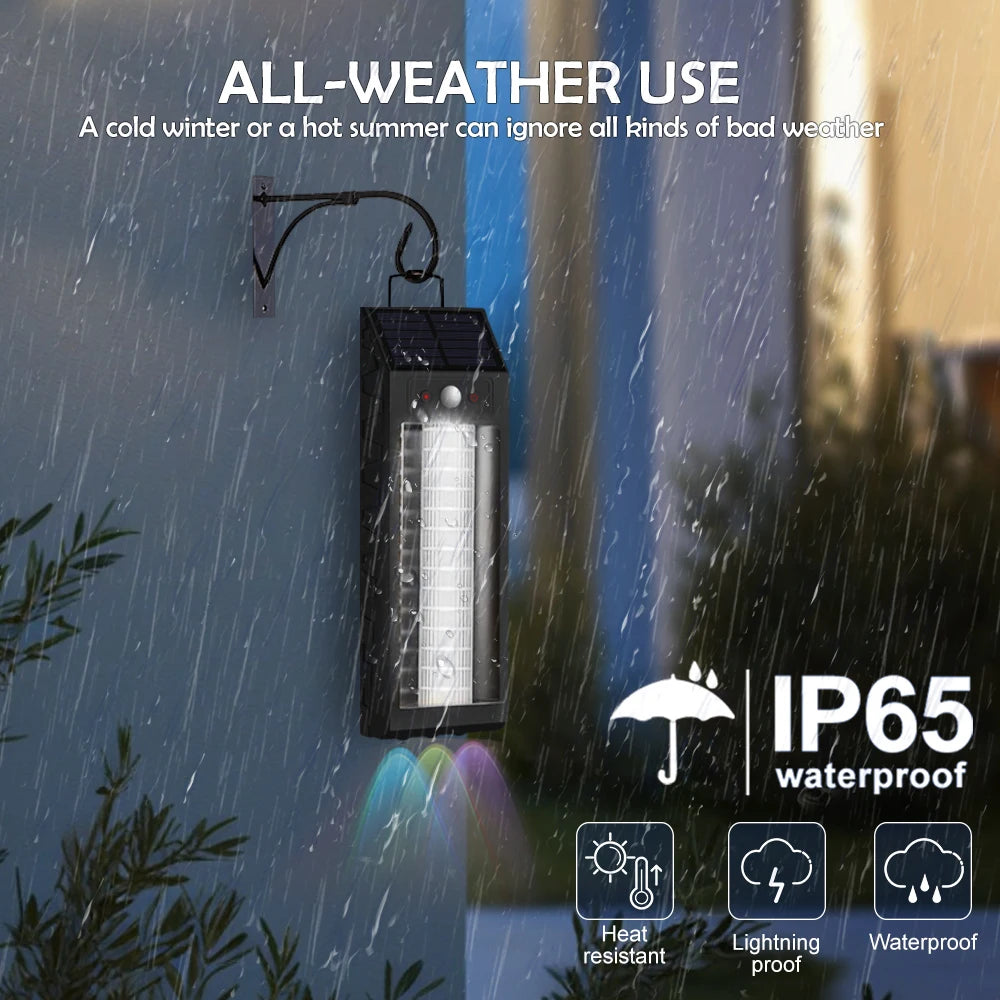 Set 2 x Lampa solara LED 33 cm, senzor miscare, 3 moduri de lumina