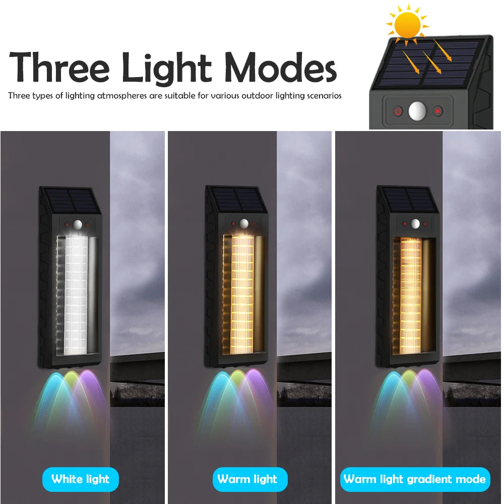 Set 2 x Lampa solara LED 33 cm, senzor miscare, 3 moduri de lumina