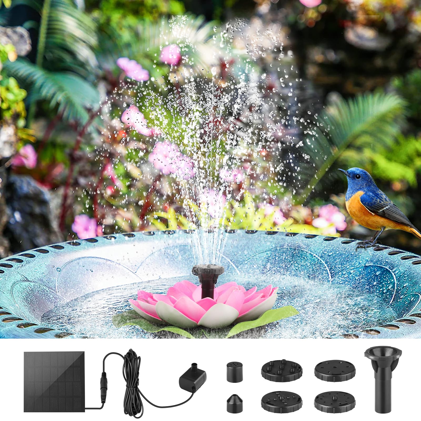 Fantana solara arteziana, floare de lotus, decoratiune Plutitoare