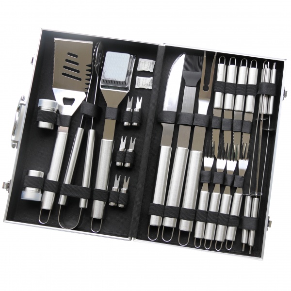 Set ustensile pentru gratar, 26 piese, otel inoxidabil