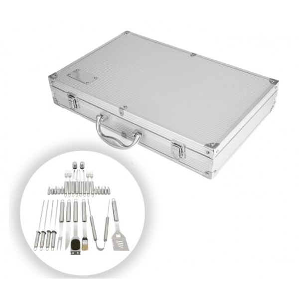 Set ustensile pentru gratar, 26 piese, otel inoxidabil