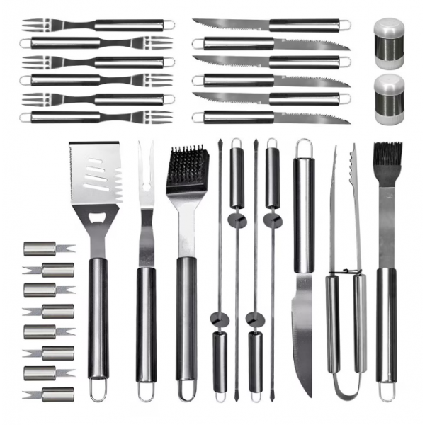 Set ustensile pentru gratar, 26 piese, otel inoxidabil