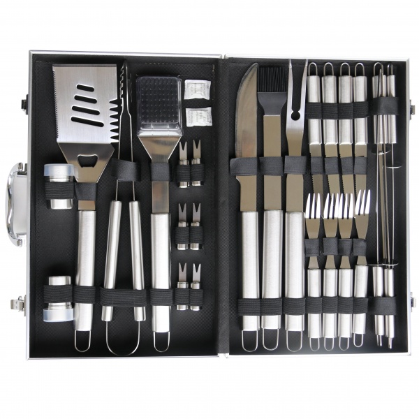 Set ustensile pentru gratar, 26 piese, otel inoxidabil