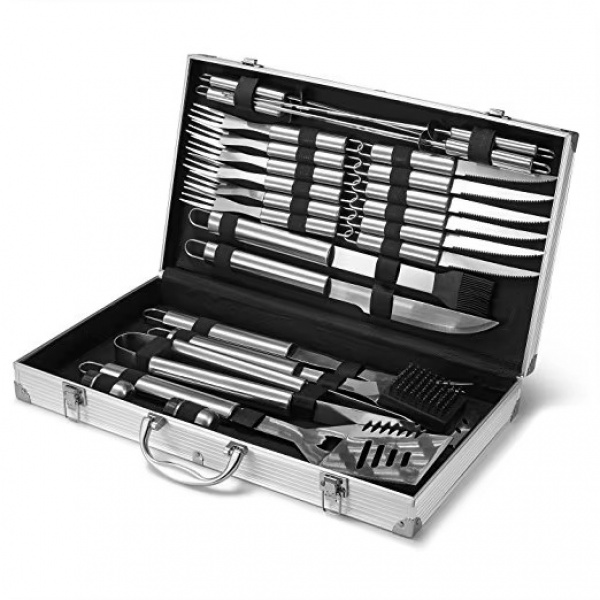 Set ustensile pentru gratar, 26 piese, otel inoxidabil