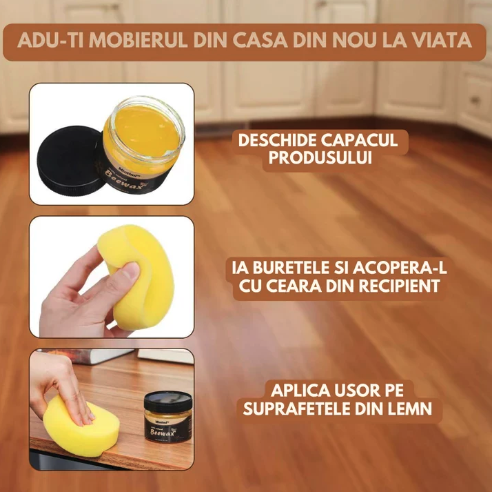 Set 2 x Ceara de albine pentru mobilier si podele