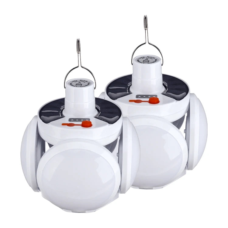 Set 2 x Bec cu acumulator si panou solar, 5 trepte de iluminat