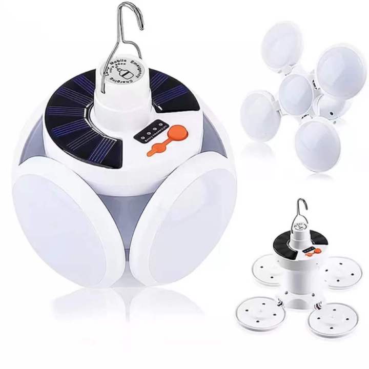 Set 3 x Bec cu acumulator si panou solar, 5 trepte de iluminat