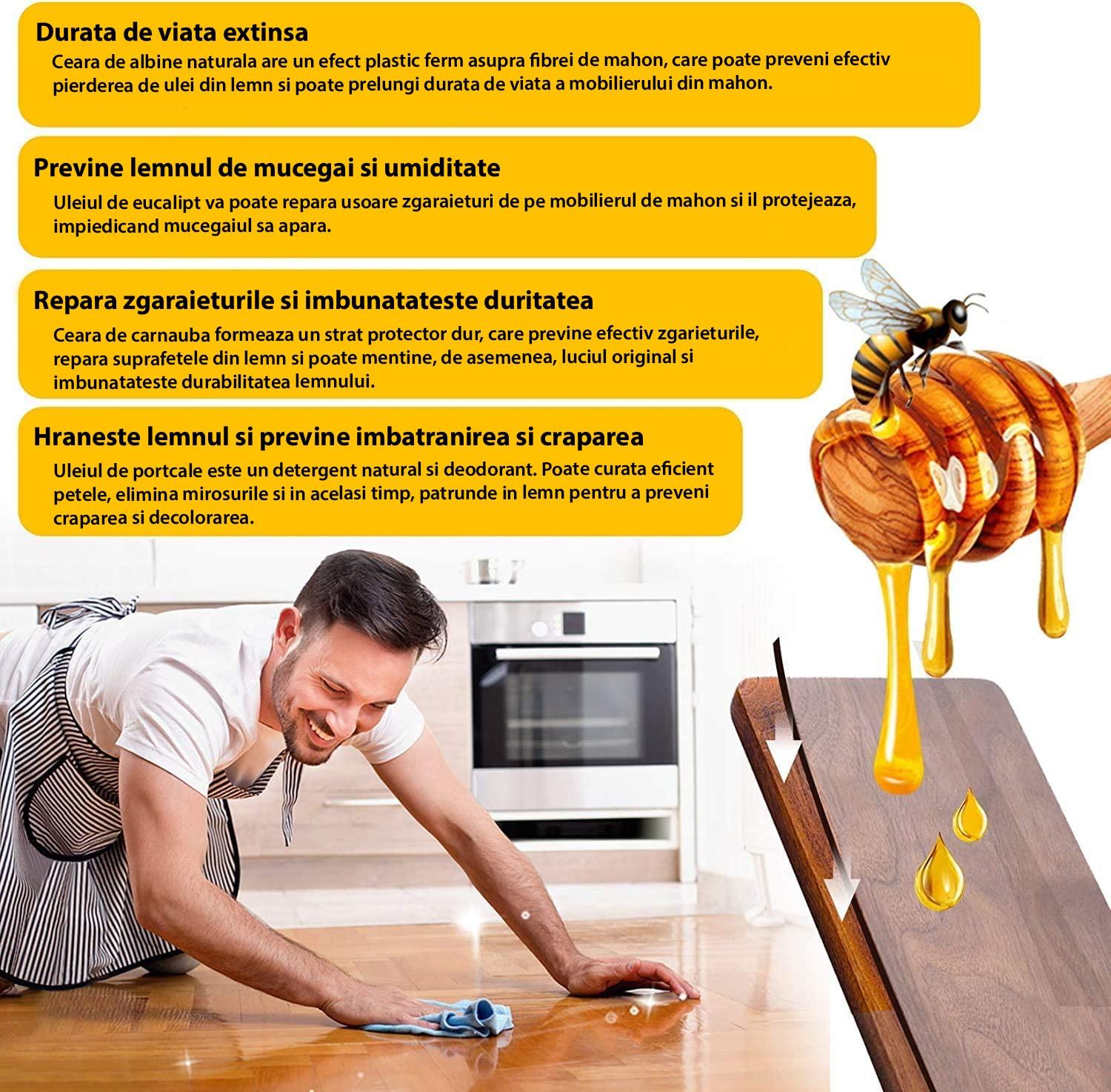 Set 2 x Ceara de albine pentru mobilier si podele