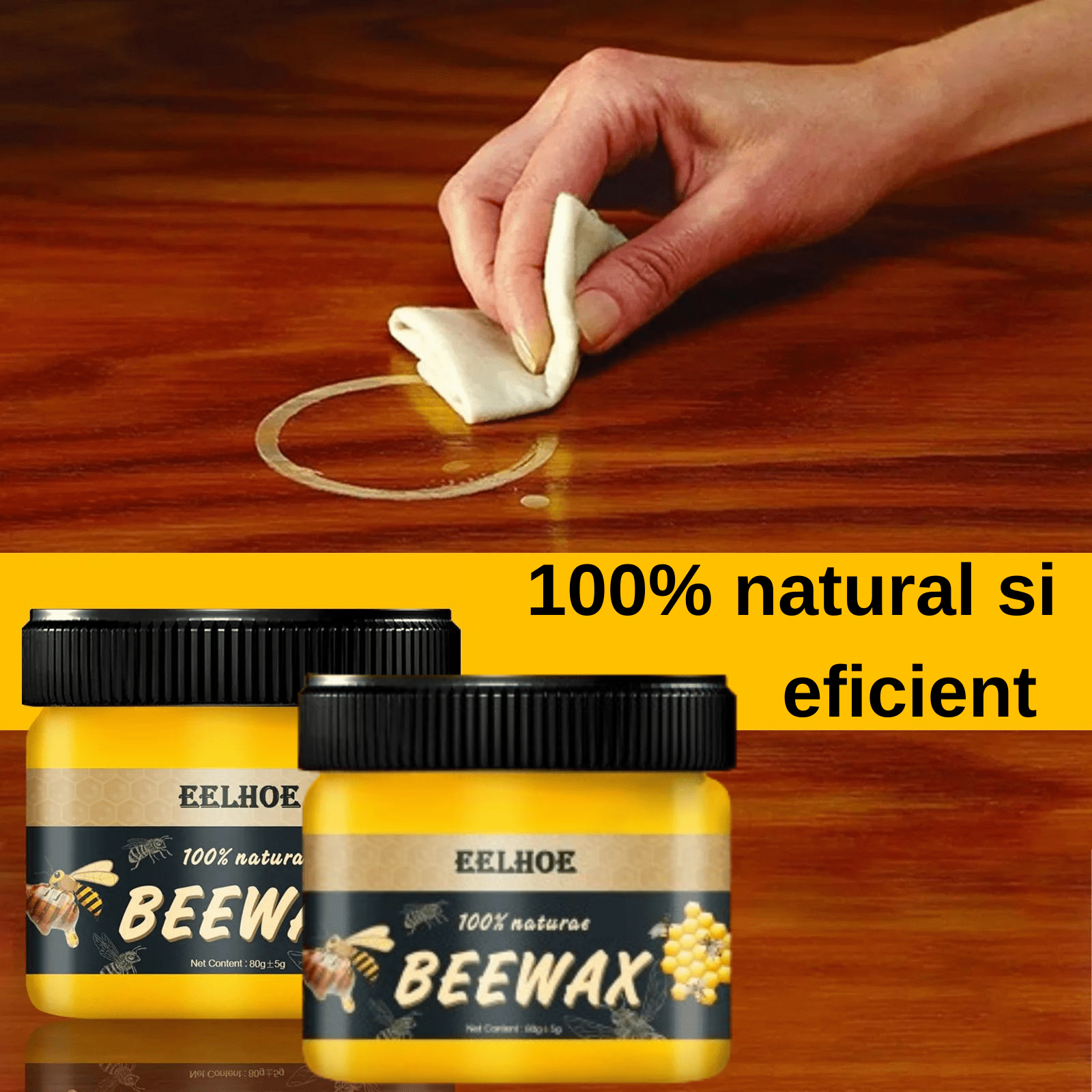 Set 2 x Ceara de albine pentru mobilier si podele