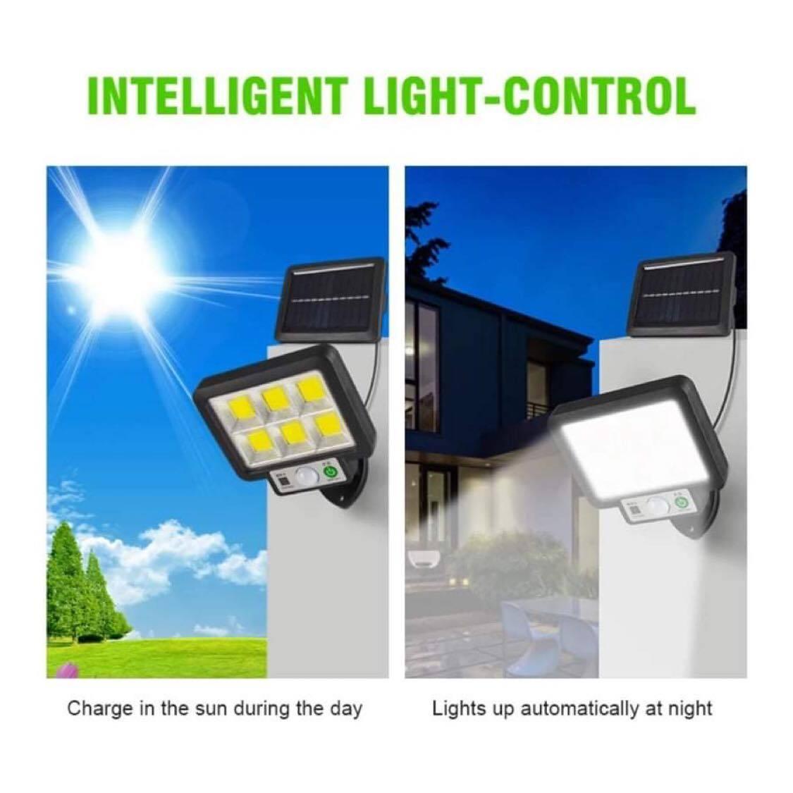 Proiector solar 120 LED 6 COB senzor de lumina si miscare
