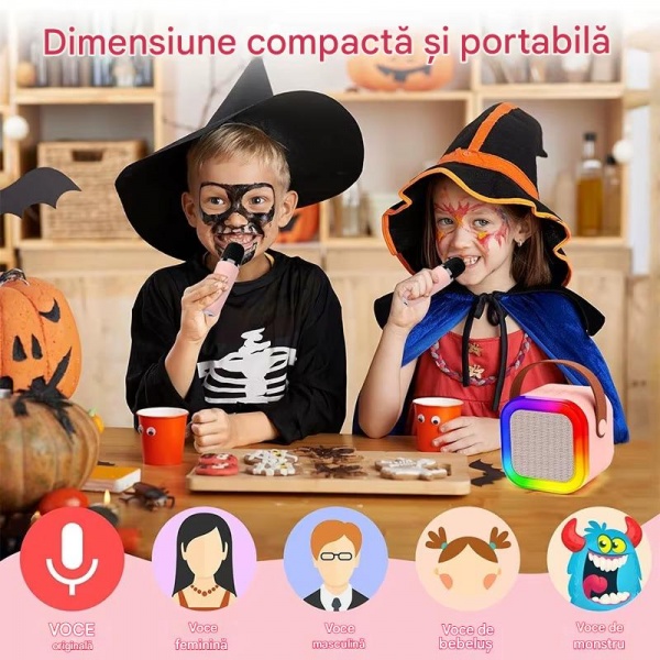 Set Karaoke cu 2 Microfoane, Boxa Portabila Bluetooth