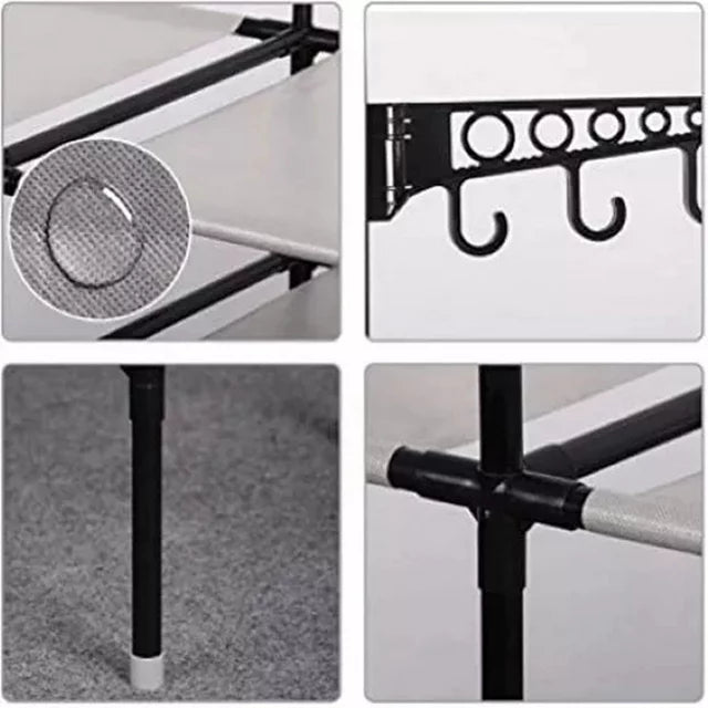 Umeras dublu cu rafturi, 173 x 36 x 160 cm, Alb