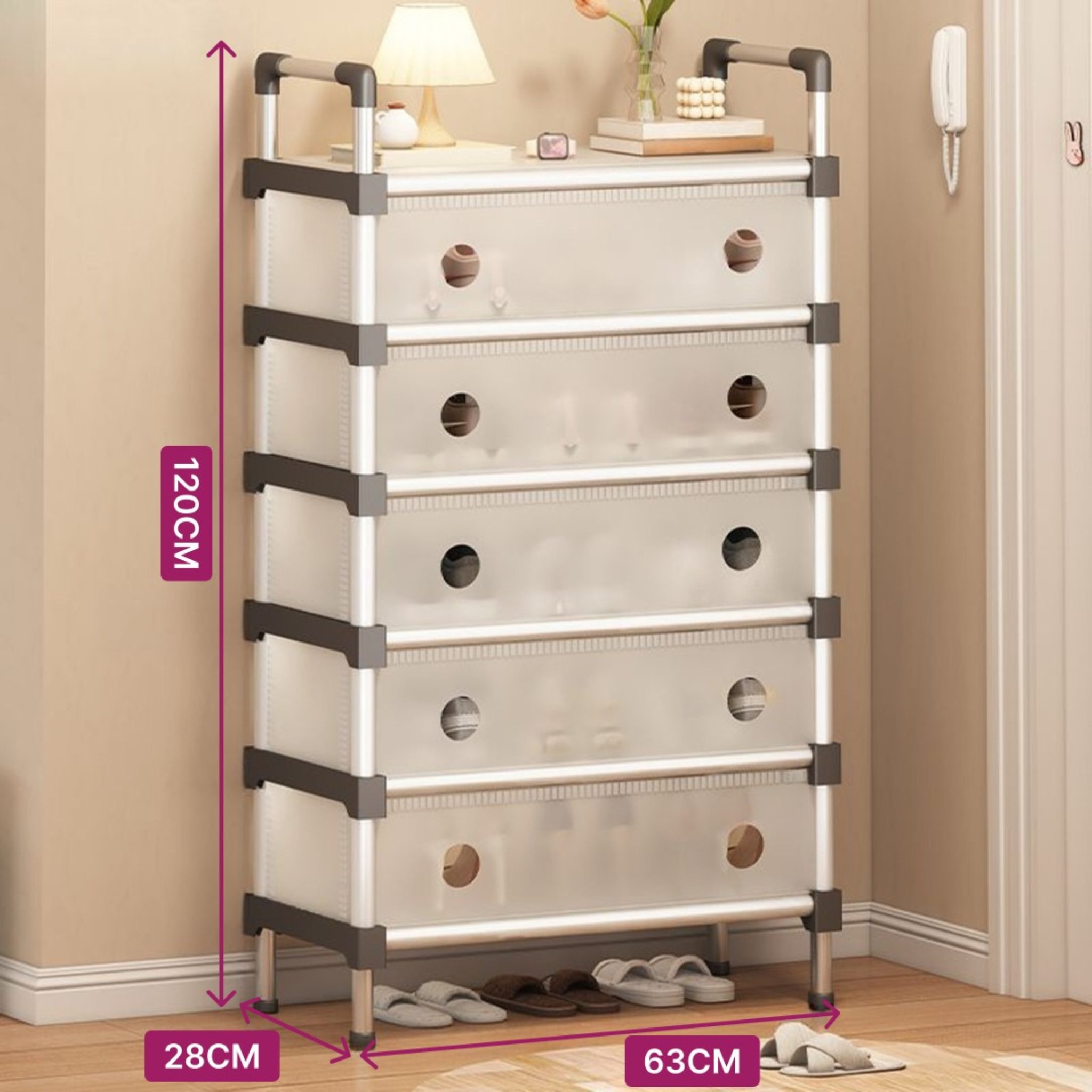 Etajera incaltaminte cu 5 rafturi, 120 cm